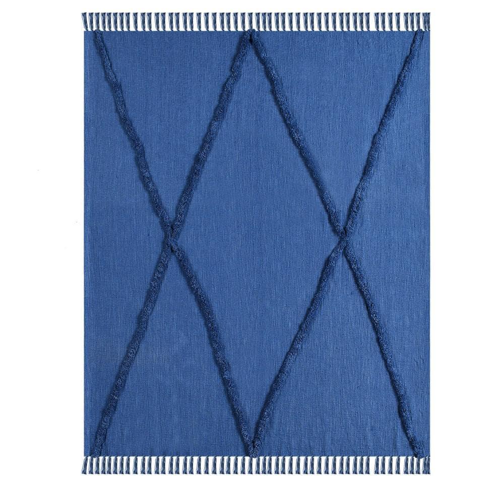 Evette Rios Sierra Handmade Woven Solid Color Fringed 100% Cotton Throw Blanket