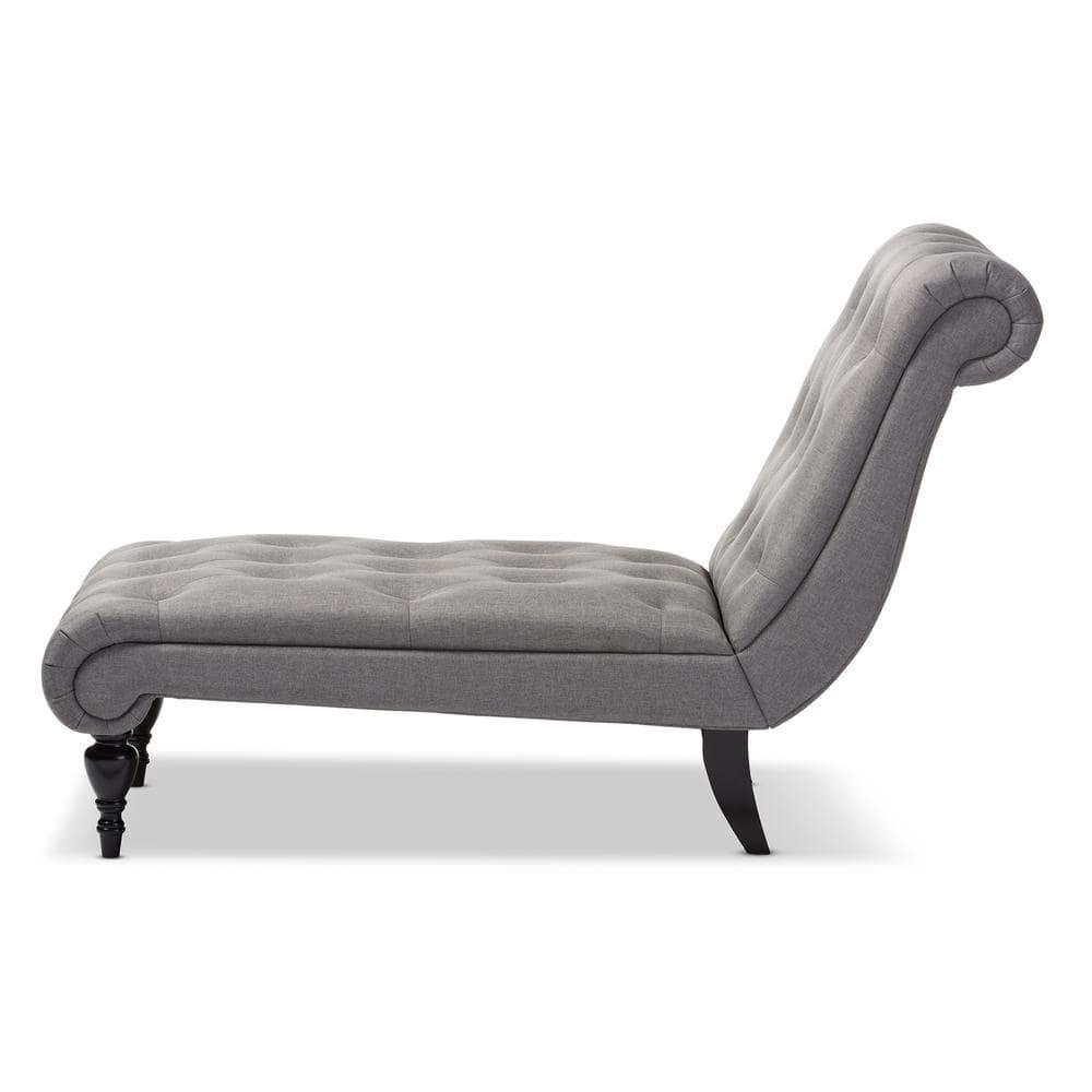Baxton Studio Layla Mid-century Retro Modern Grey Fabric Upholstered Button-tufted Chaise Lounge