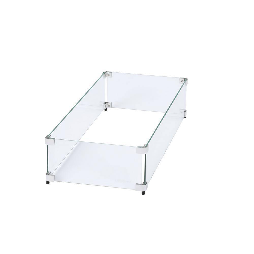 Celestial Fire Glass Rectangle Fire Pit Wind Guard