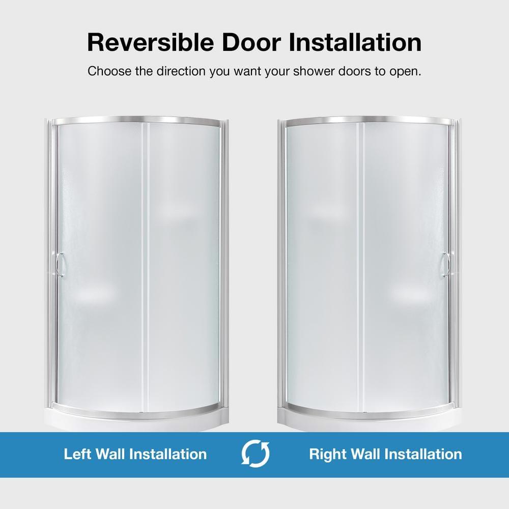 Ove Decors 15SKA-BREF34-SATAC OVE Decors Breeze 35 in. Round Shower Kit w/ Frosted, Base, Wall