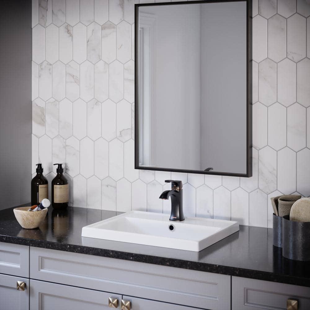 Karran Valera 20 In. Top Mount Vitreous China Rectangular Bathroom Sink With Overflow Drain