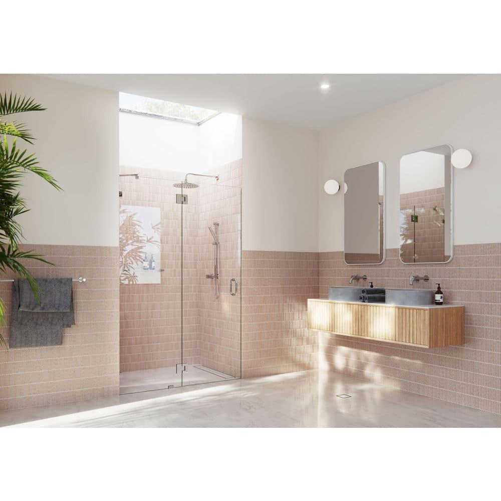 Halo 52.25 in. x 78 in. Frameless Glass Hinge Shower Door