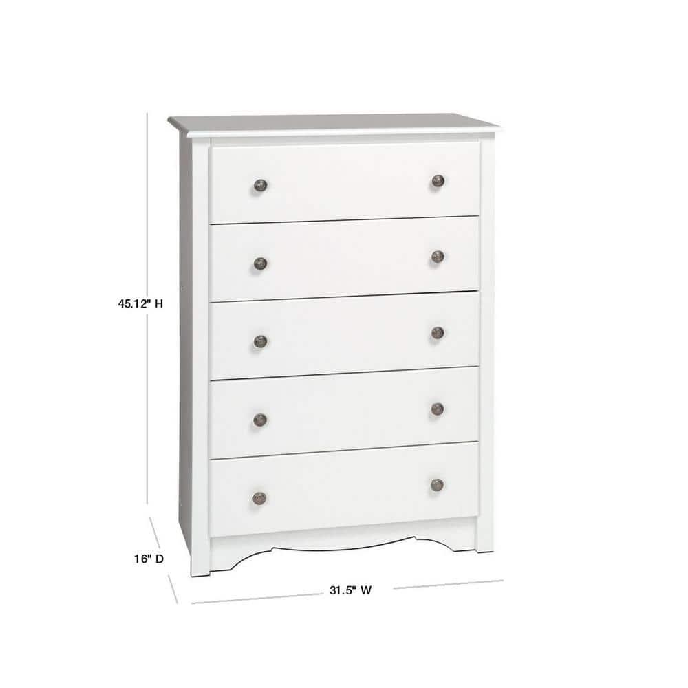 45.12" Monterey Vertical Dresser White - Prepac