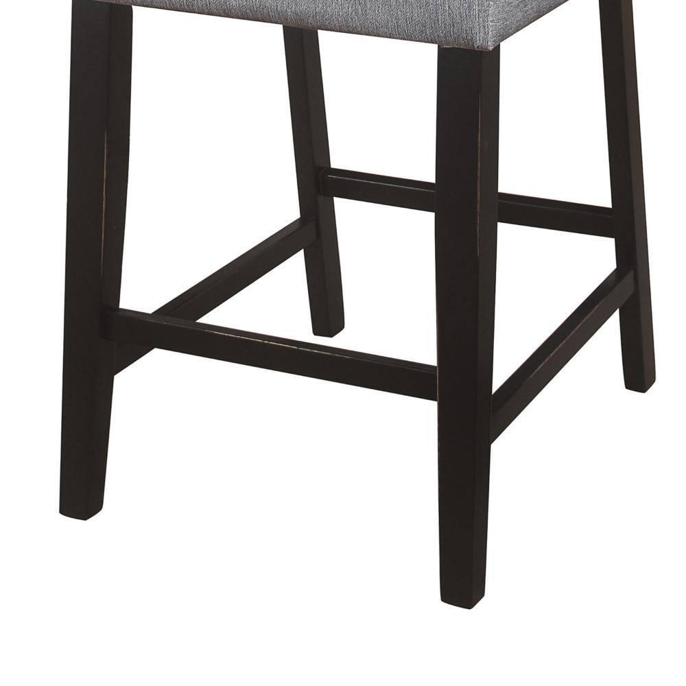 23 in. Tim Counter Height Chair with Polyester Upholstery - Wood - Gray & Black