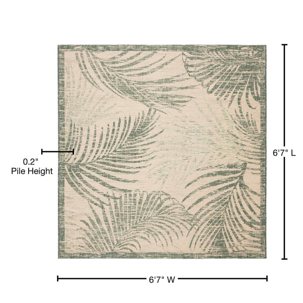 Courtyard CY7557 Power Loomed Indoor/Outdoor Area Rug - Beige/Green - 6'7"x6'7" - Safavieh.
