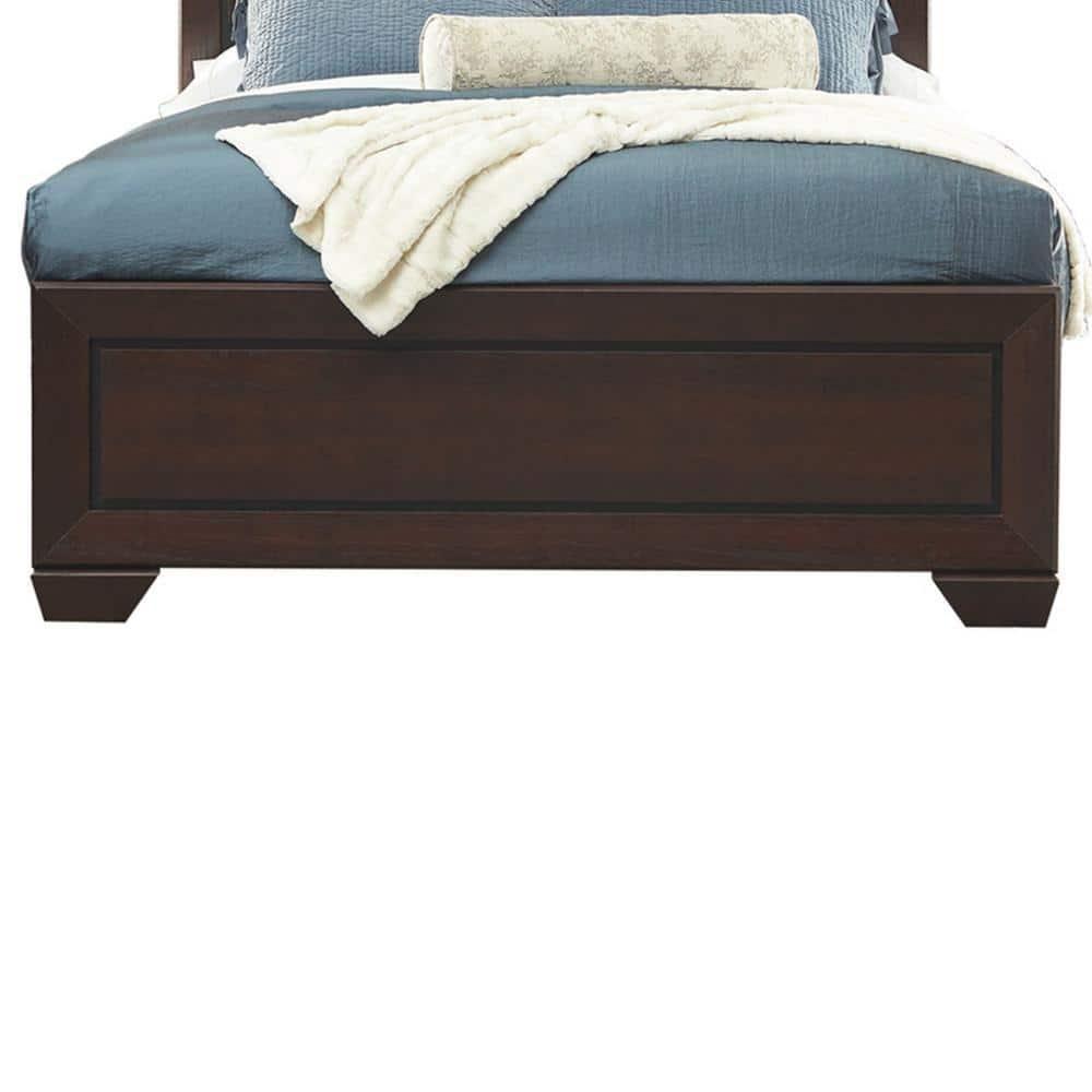 Benjara Queen Wood Panel Bedswith Headboard and Footboard, Brown