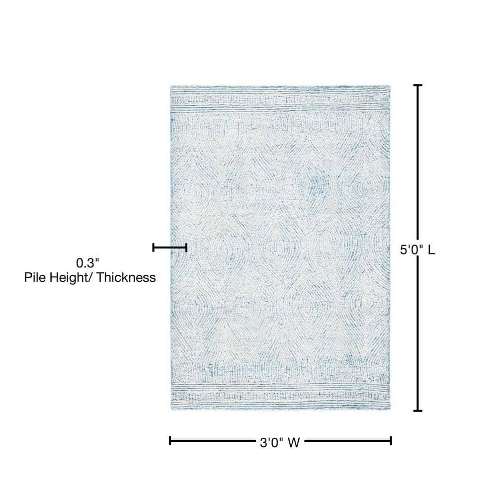 Abstract ABT340 Handmade Indoor Accent Rug - Ivory/Blue - 3'x5' - Safavieh