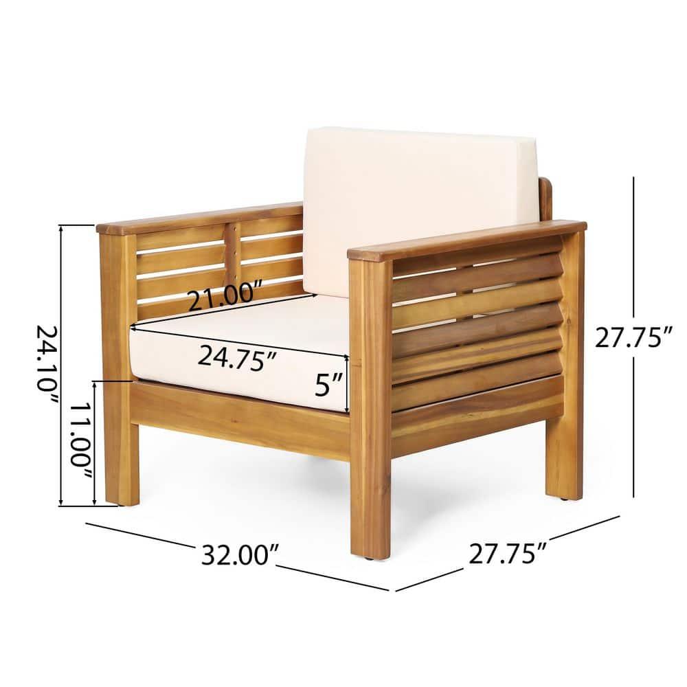 Christopher Knight Home Rabun Outdoor Acacia Wood 4 Seater Chat Set with Cushions, Cream/Teak