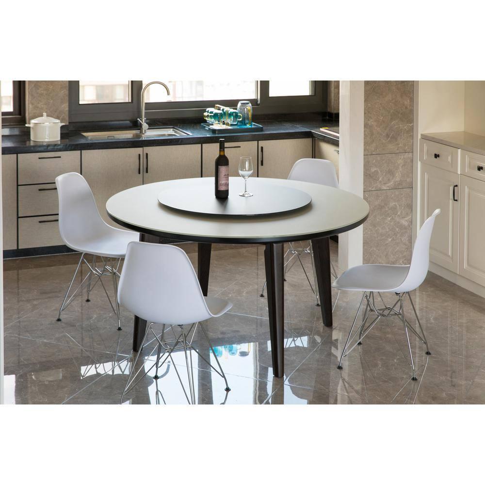Fabulaxe  32 x 20 x 18.25 in. Mid-Century Modern Style Plastic DSW Shell Dining Chair with Metal Legs, White - Set of 4
