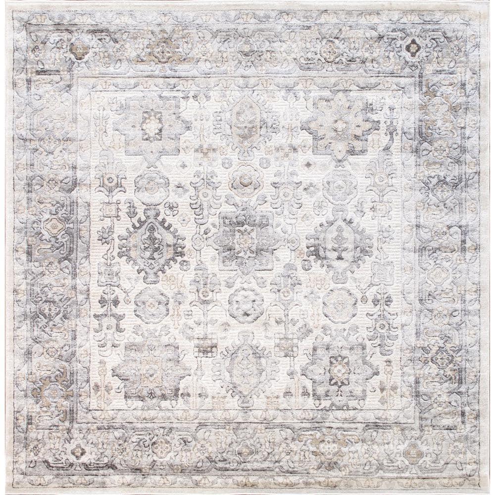 Pasargad Amadeus Power Loom Oriental Area Rug in Ivory/Gray