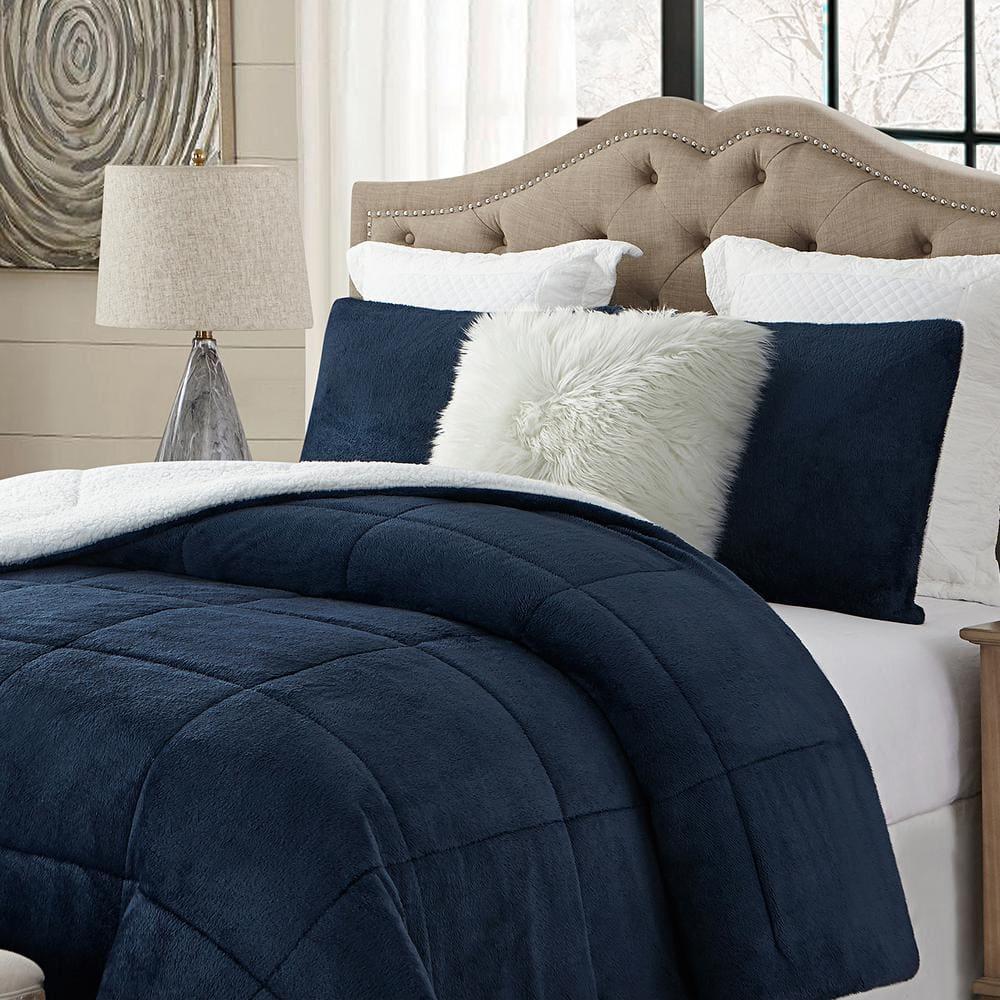Ultra Plush Reversible Faux Fur and Sherpa 3-Piece Comforter Set