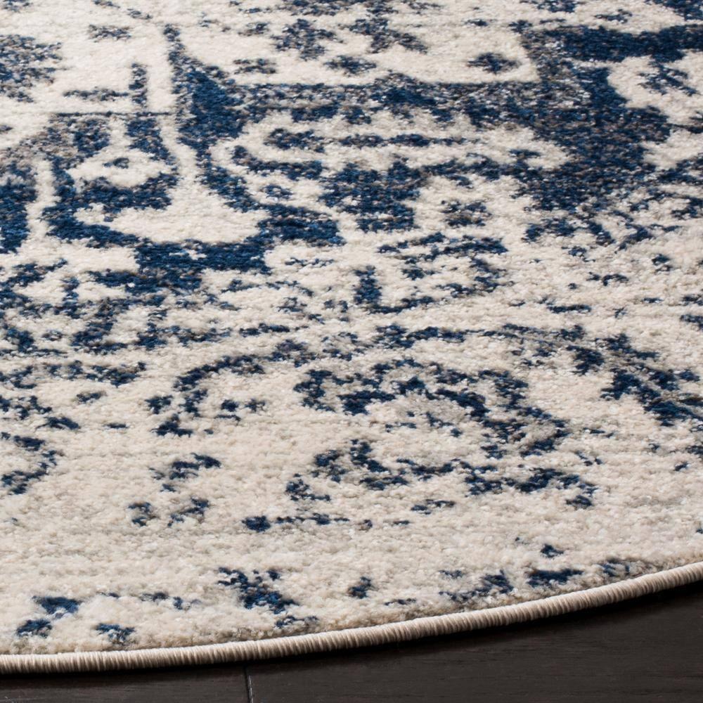 Madison MAD603 Power Loomed Indoor Area Rug - Cream/Navy - 9' Round - Safavieh