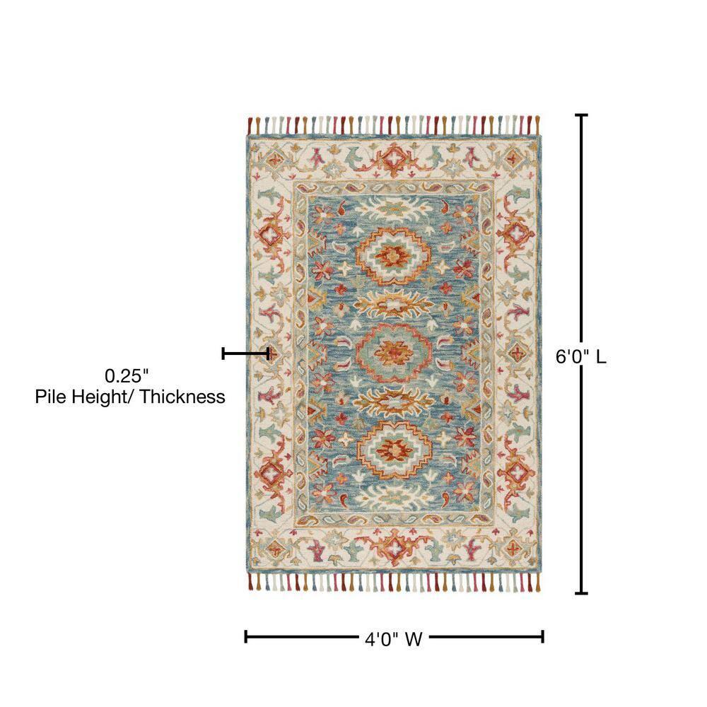 Aspen APN117 Hand Tufted Indoor Area Rug - Blue/Ivory - 4'x6' - Safavieh