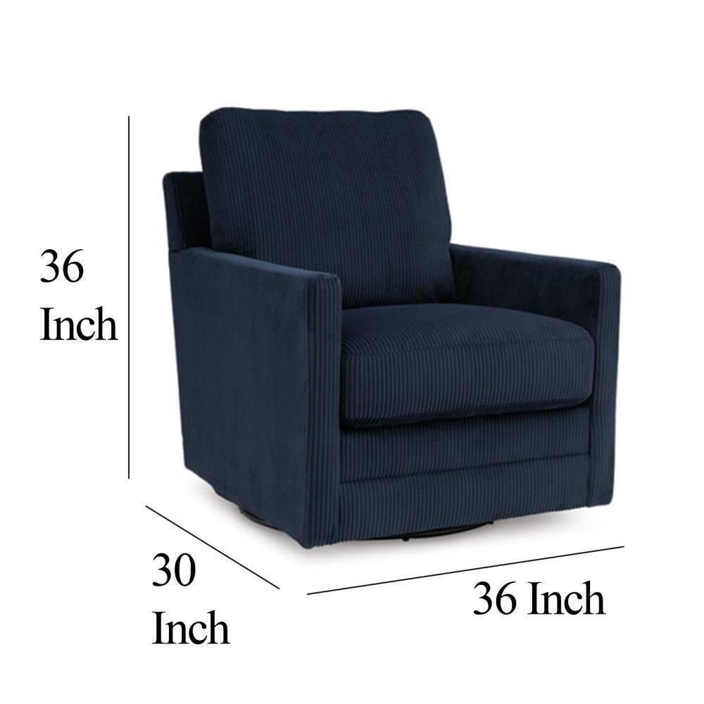Lipo Blue Polyester Blend Swivel Accent Chair with Metal Frame