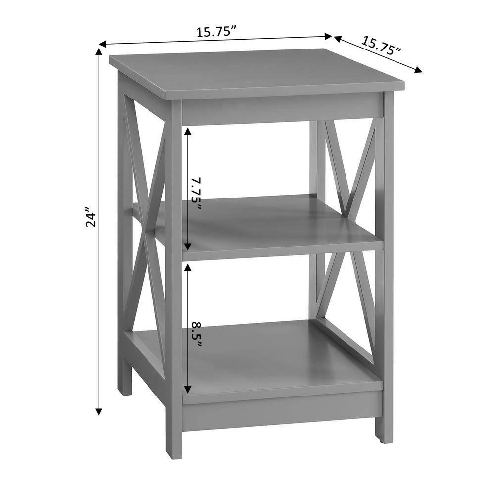 Convenience Concepts Oxford End Table in Gray Wood Finish With X Frame