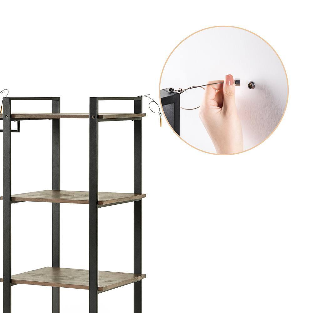 Zinus Brock 4-Shelf Etagere Bookcase with Hanging Storage, Acacia Wood and Metal Frame, Adult