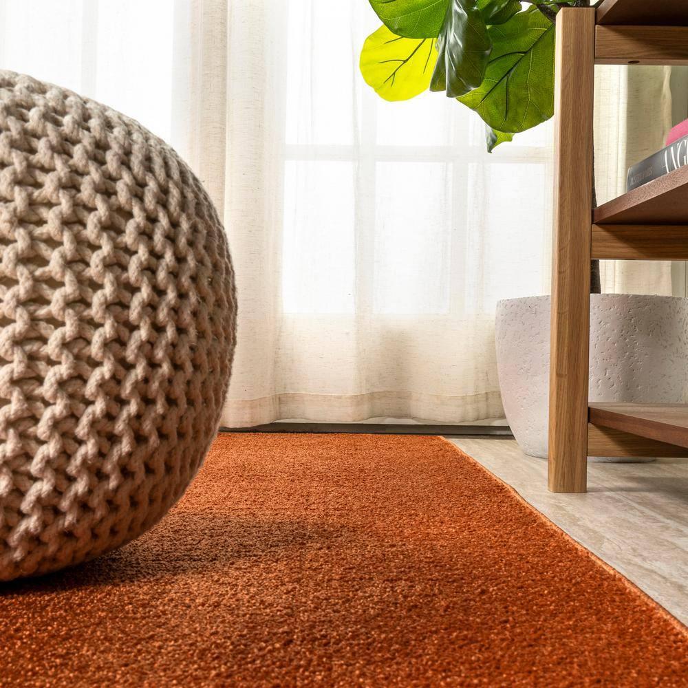 2'x10' Haze Solid Low-Pile Runner Rug, Orange - JONATHAN Y