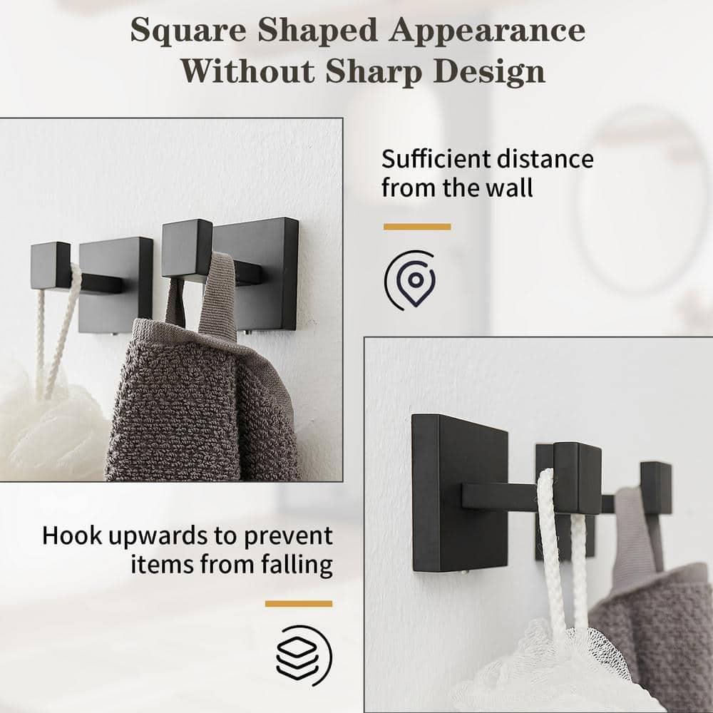 4-Piece Bath Hardware With Towel Bar For Bathroom Wall Towel Hook And Towel Ring Set