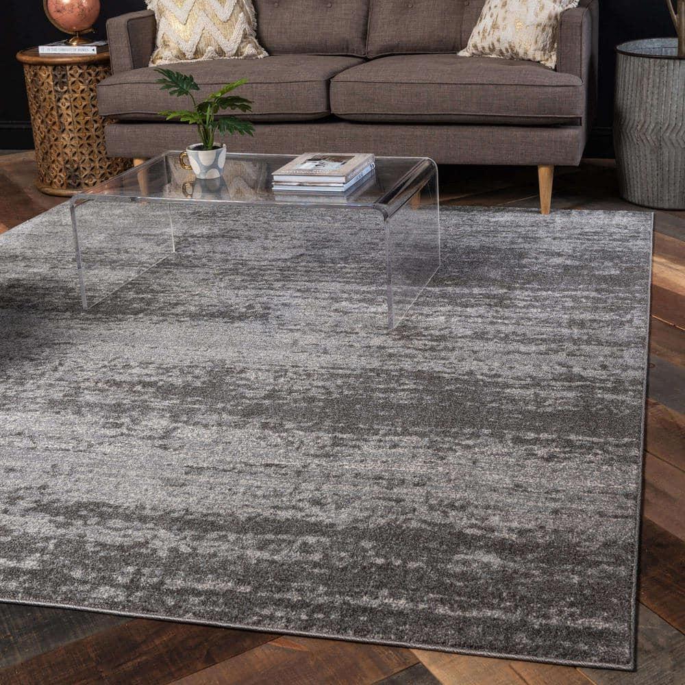 Unique Loom Del Mar Collection Area Rug - Lucille (7' 10" Square, Gray/ Ivory)