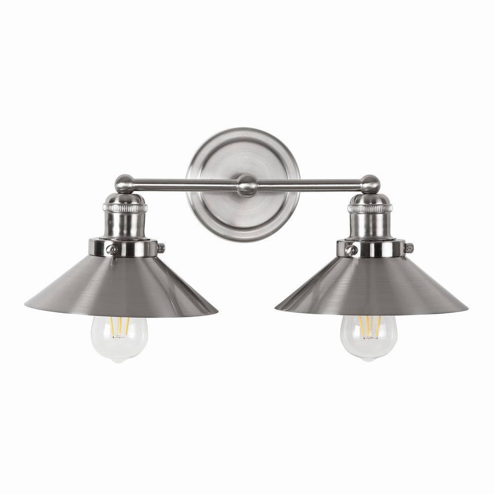 July 17.5 in. 2-Light Nickel Metal Vanity Light