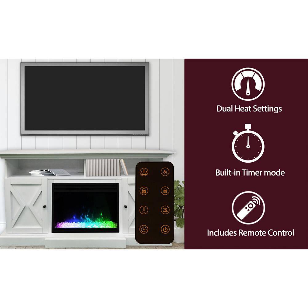 Cambridge Cambridge Summit 62-In. Farmhouse Fireplace TV Stand with Crystal Rocks Display