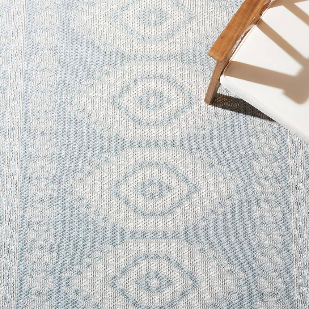 Martha Stewart Indoor Outdoor MSRO327 Power Loomed Area Rug - Aqua/Blue Ivory - 4'5"x6'5" - Safavieh.