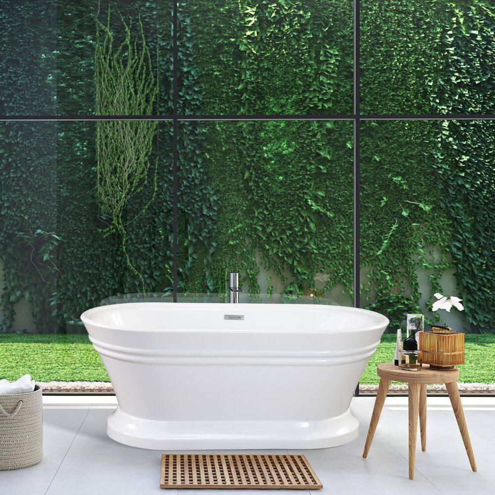 Solace 59.1'' x 29.5'' Freestanding Soaking Acrylic Bathtub