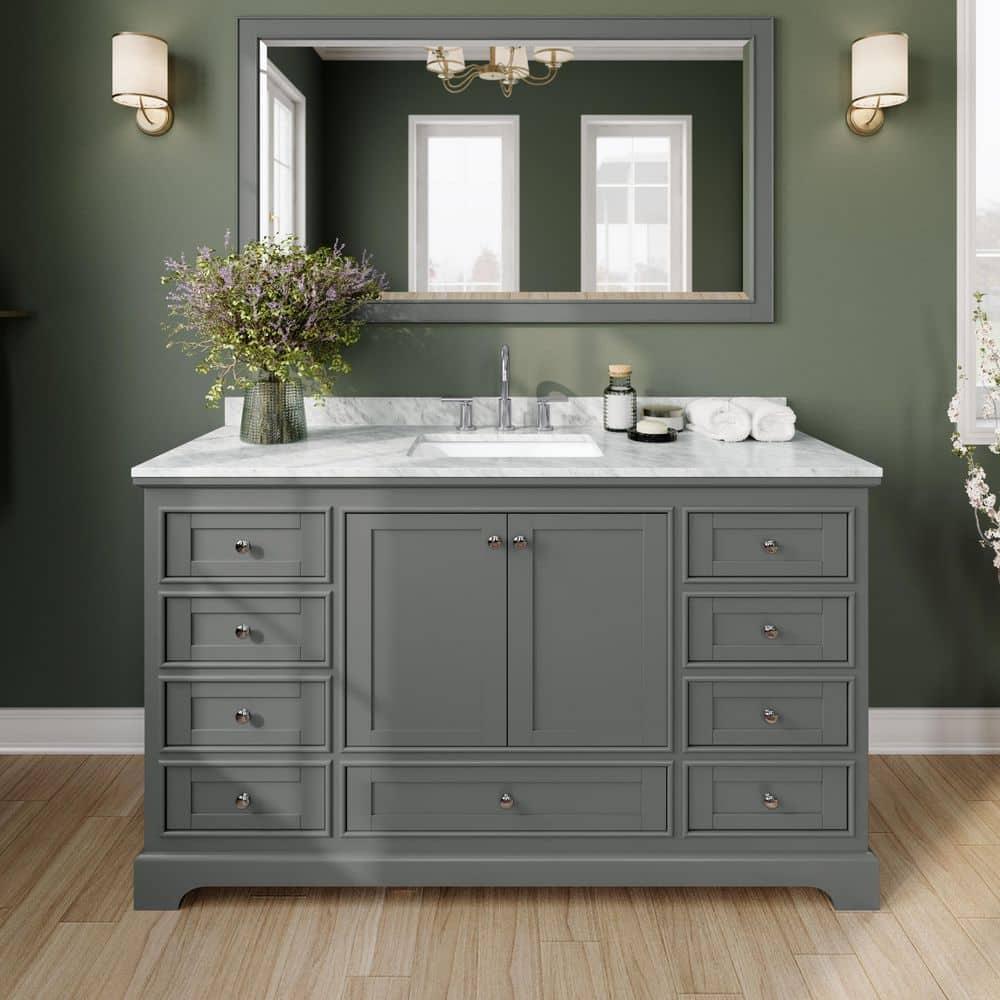 Wyndham Collection Deborah 60'' Single Bathroom Vanity with Marble Top with Mirror