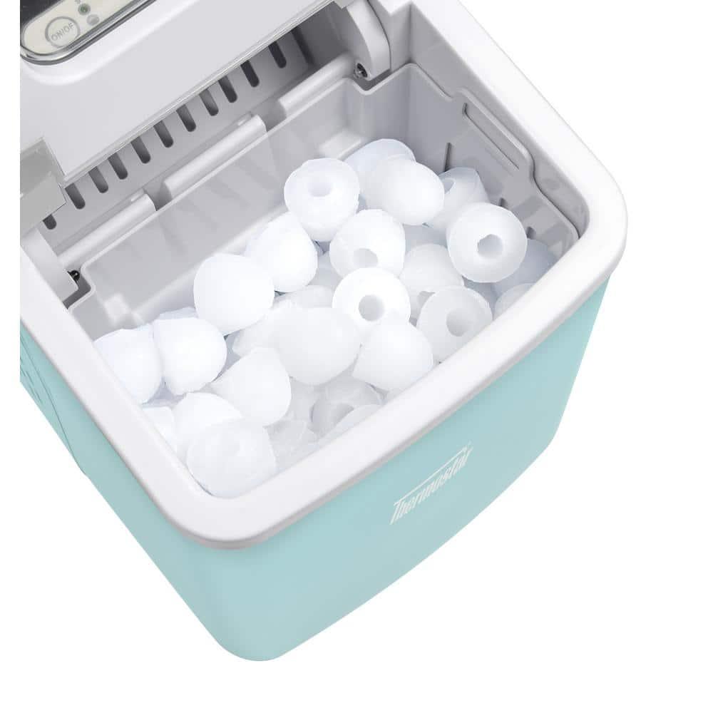 Thermostar TSICEBHNSC26AQ 26-Pound Automatic Self-Cleaning Portable Countertop Ice Maker Machine With Handle, Aqua