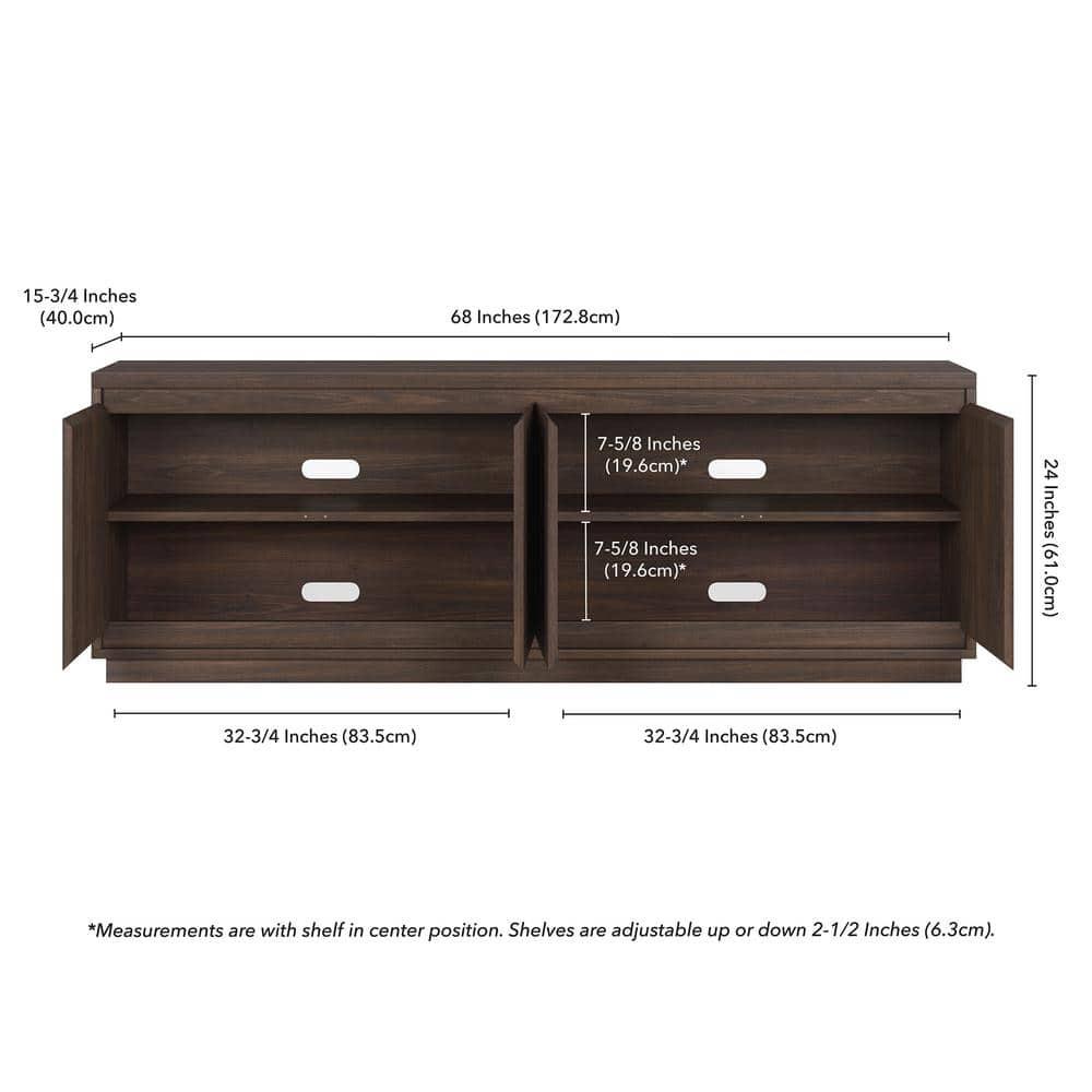 Evelyn&Zoe Presque Rectangular TV Stand for TV's up to 75", Alder Brown
