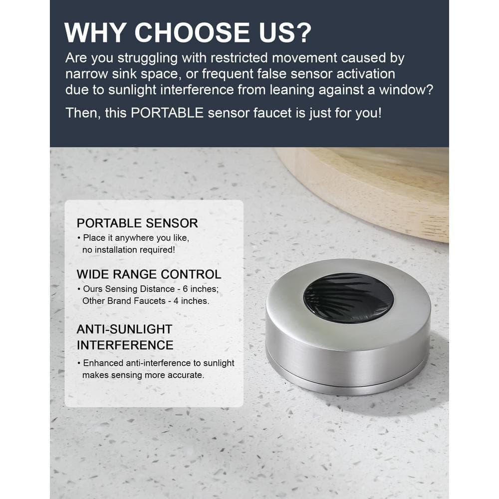 ARCORA Automatic Smart Mobile Motion Sensor Kitchen Sink Faucet with 3 Modes Pull-Down Sprayer AR7100301-MS