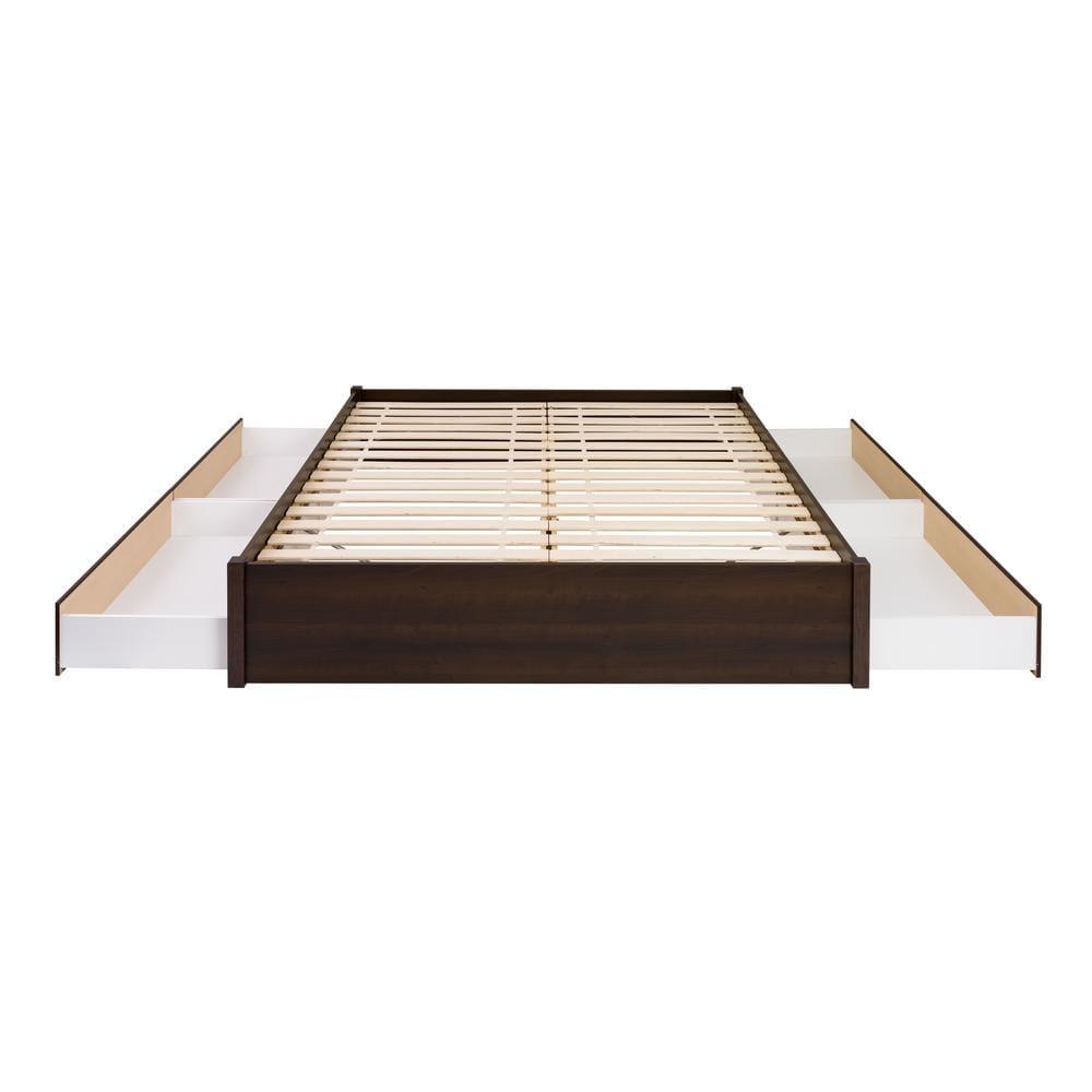 King Select 4-Post Platform Bed with 4 Drawers Espresso Brown - Prepac: Particle Board & MDF Construction, No Box Spring Needed