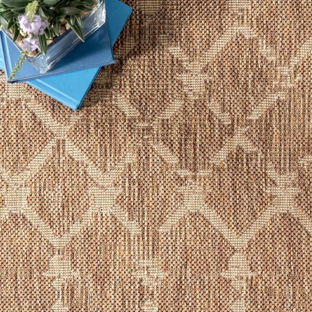 Nuloom Grayson Trellis 5x8 Indoor/Outdoor Area Rug for Living Room Patio Deck Front Porch Kitchen, Brown/Ivory