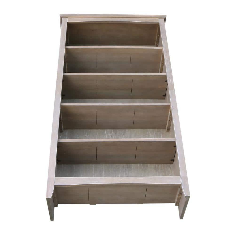 60" Shaker Bookcase Washed Gray/Taupe - International Concepts: Solid Wood, 4-Shelf Storage