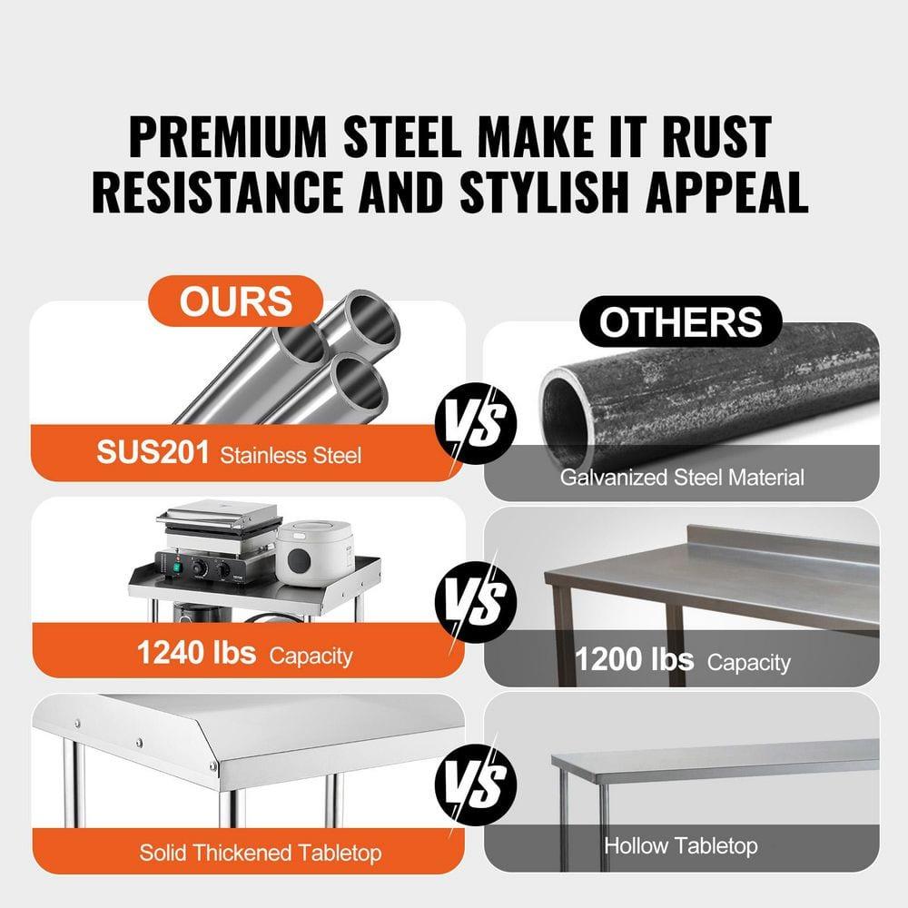 VEVOR VEVOR Stainless Steel 28'' L x 24'' W x 30'' H Adjustable Portable Work Table