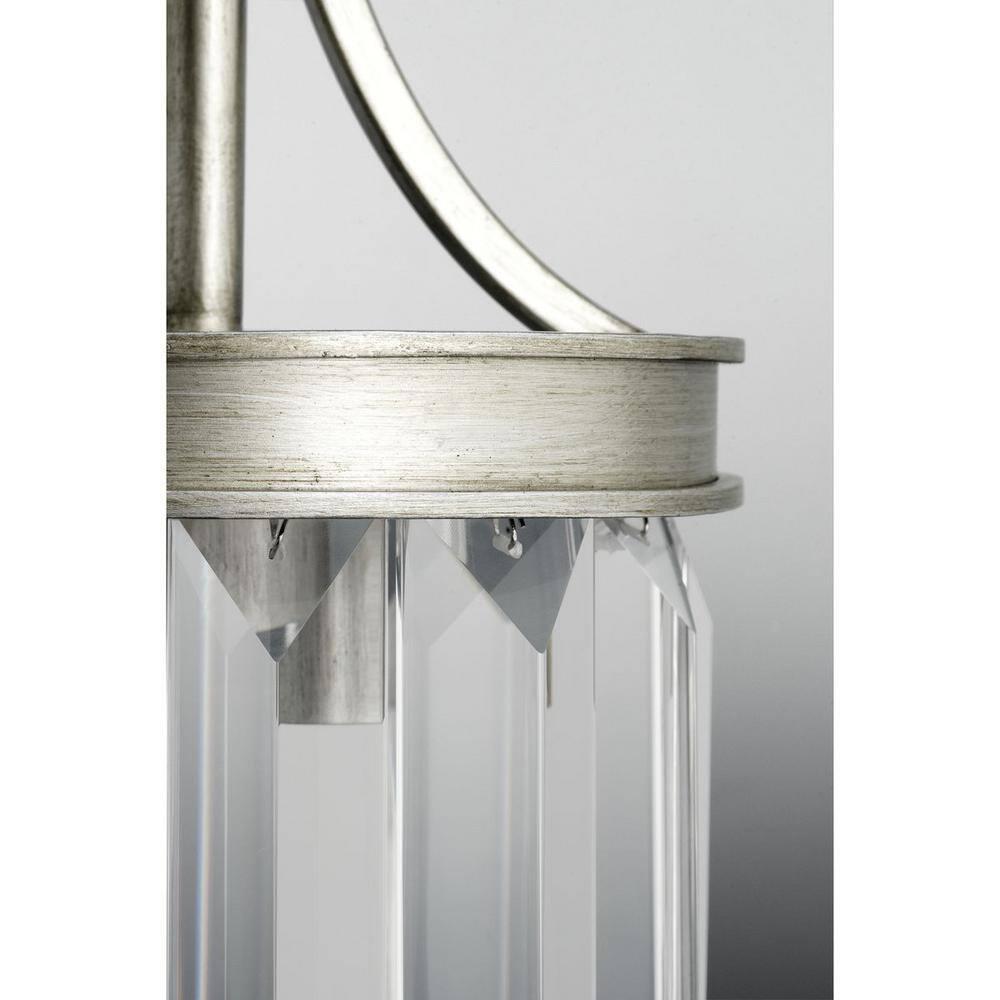 Progress Lighting Glimmer 2-Light Wall Sconce, Silver Ridge, Prismatic Glass Shade