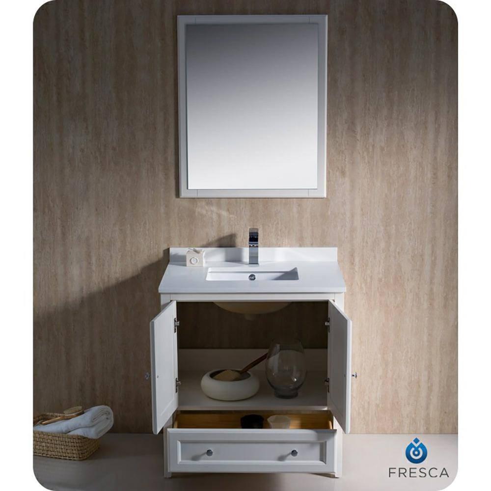 Antique White Engineered Wood Freestanding Bathroom Vanity Base Cabinet