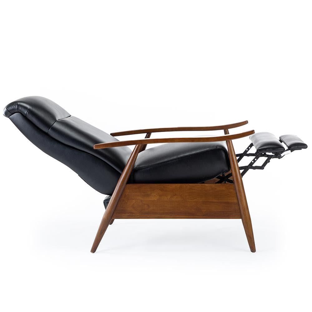 Comfort Pointe Solaris Press-Back Recliner Black: Faux Leather, Wood Legs, 330 lbs Capacity