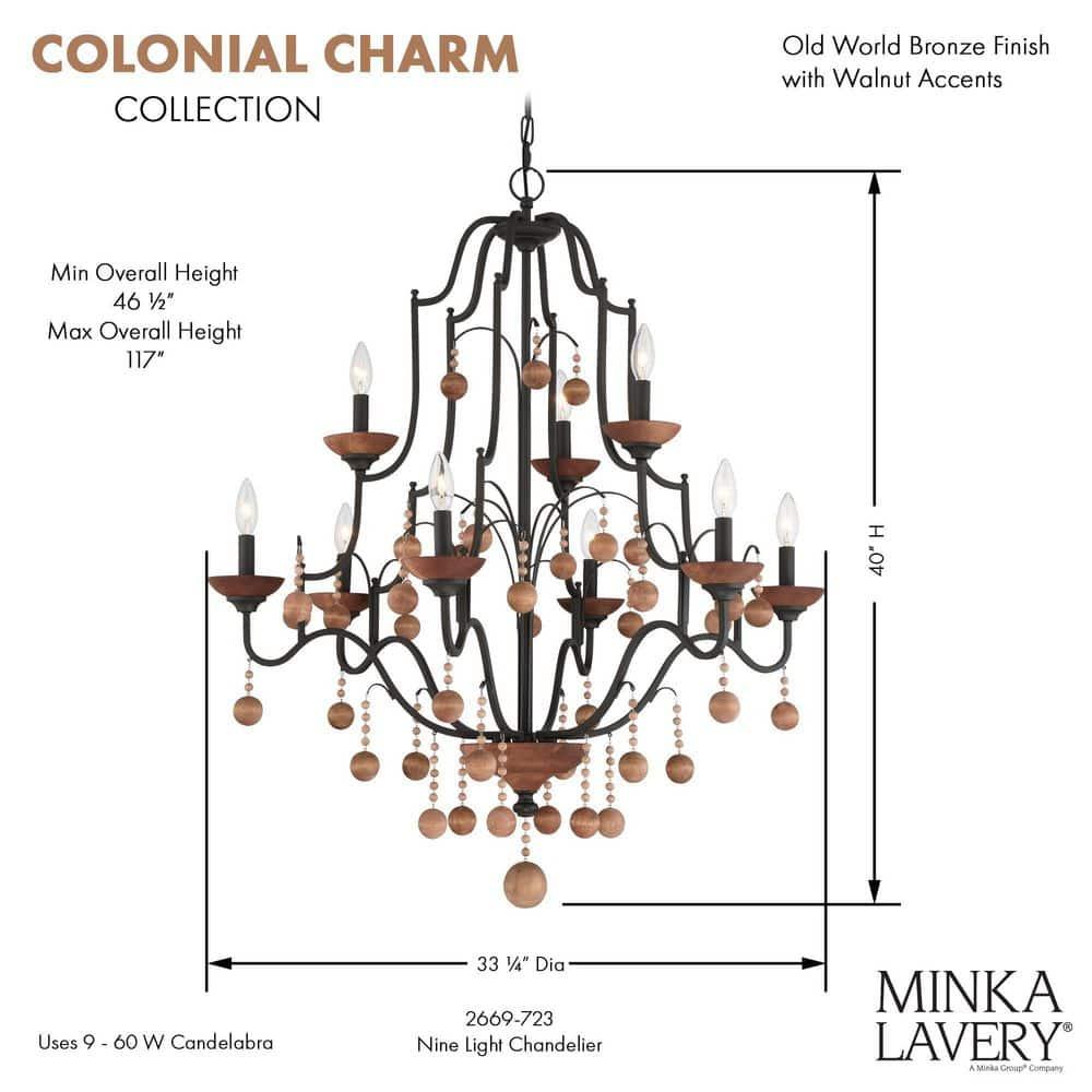 Minka Lavery - Colonial Charm - 9 Light 2-Tier Chandelier-40 Inches Tall and