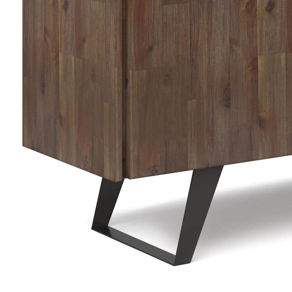 Simpli Home Lowry SOLID ACACIA WOOD and Metal 60 inch x 17 inch Rectangle Modern Industrial Sideboard Buffet in Rustic Natural Aged Brown
