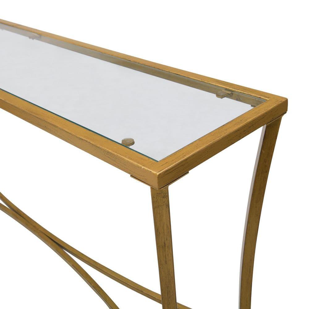 Carolina Classics Palin Glass Top Console Table in Antique Gold