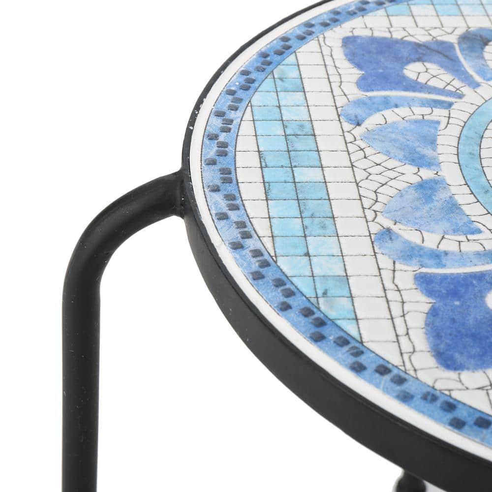 Noble House Skye Outdoor Ceramic Tile Side Table