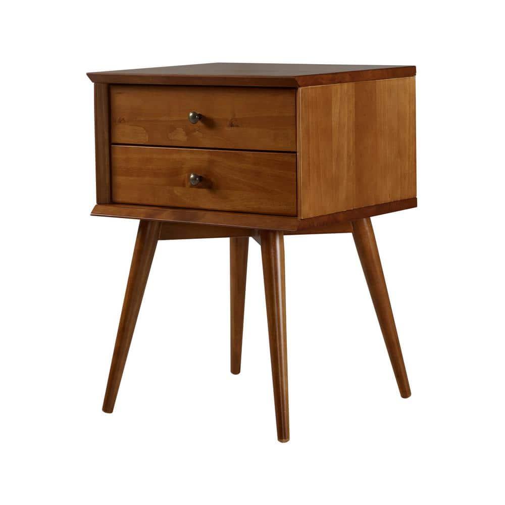 Camaflexi Mid Century Nightstand 2-Drawer Night Stand Cabinet, Castanho