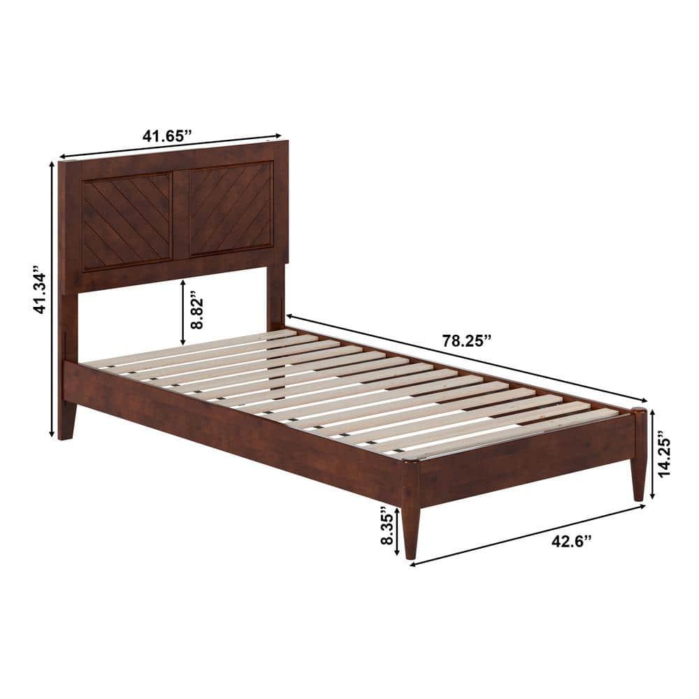 AFI Furnishings Berkshire Twin Solid Wood Low Profile Platform Bed in Walnut