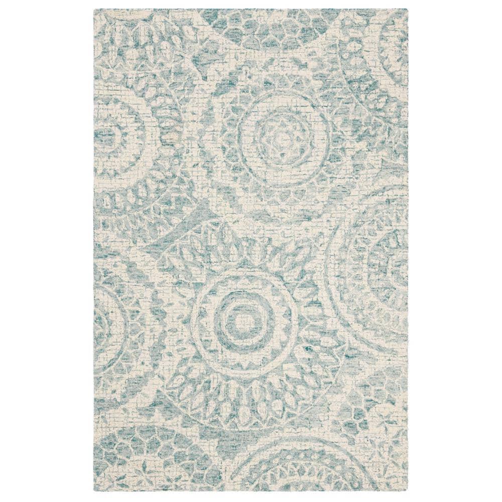 Abstract ABT205 Handmade Indoor Accent Rug - Ivory/Blue - 2'x3' - Safavieh