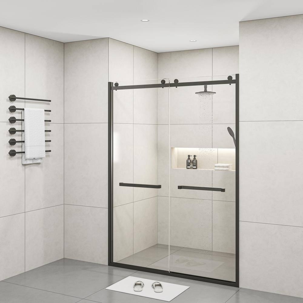 BVNECXP Frameless Sliding Glass Shower Doors 60" Width X 76"Height With 3/8"(10Mm) Clear Tempered Glass YY3CHO-W1675S00002