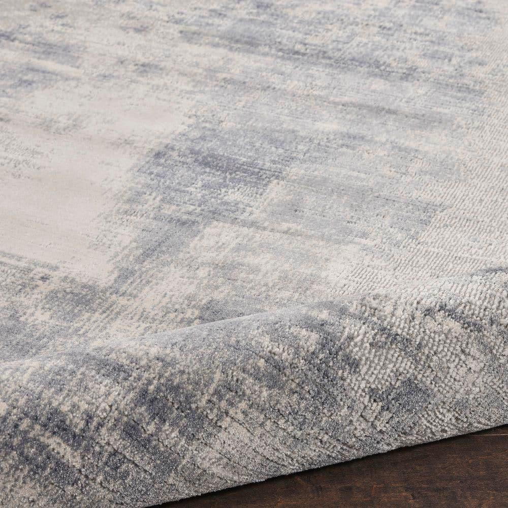 Nourison Rustic Textures Contemporary Abstract Indoor Area Rug Blue/Ivory 7'10" x round