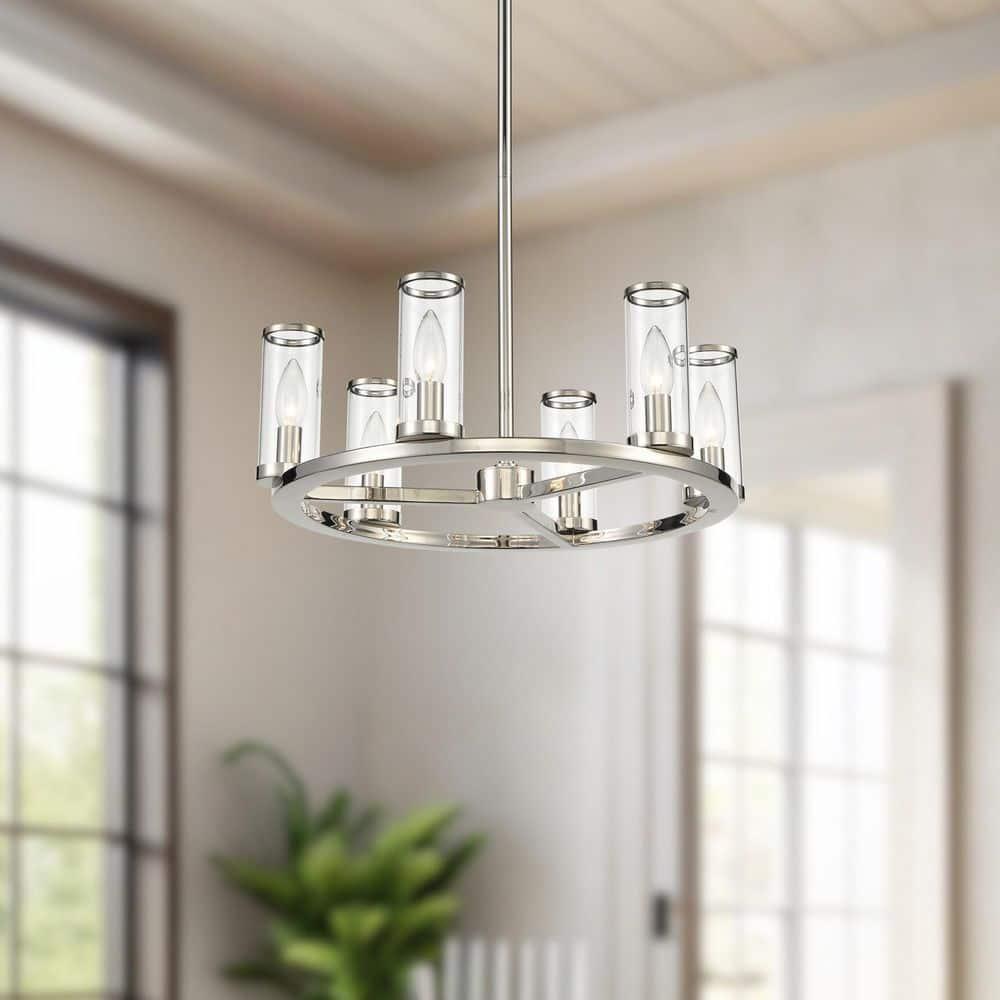 Revolve 6 - Light Dimmable Wagon Wheel Chandelier