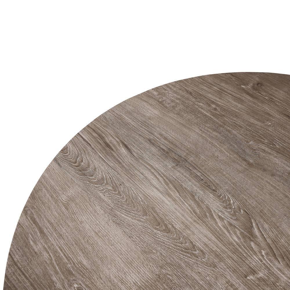 LeisureMod Ravenna Modern Round Wood 47" Dining Table with Metal Legs - Sleek Design, Perfect for Dining Rooms, Weathered Oak