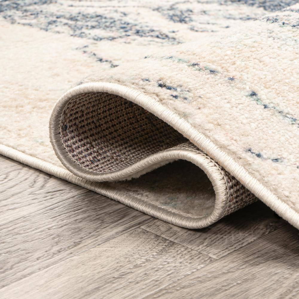 4' x 6' Marmo Abstract Marbled Modern Area Rug, Blue/Cream - JONATHAN Y